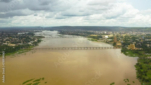 Africa Mali City and River Aerial View 2