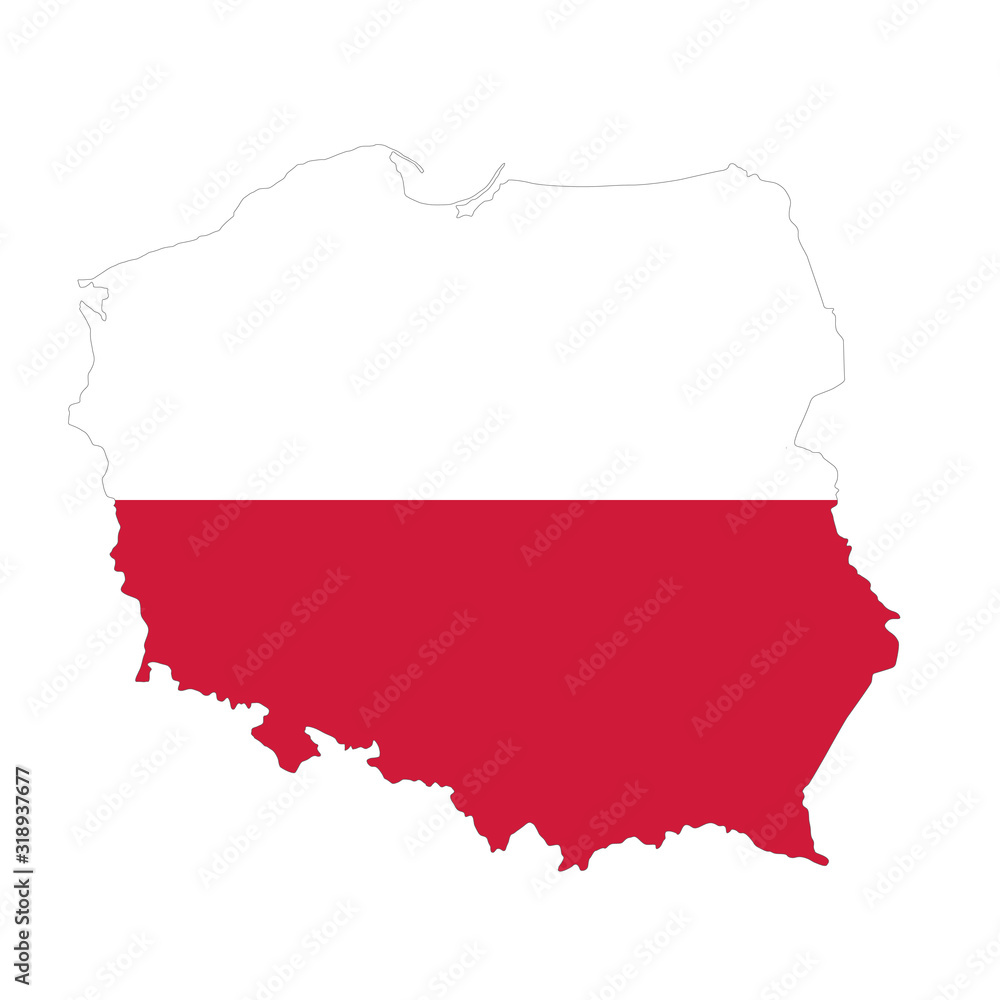 Fototapeta premium Vector political map of Poland with flag isolated on white background