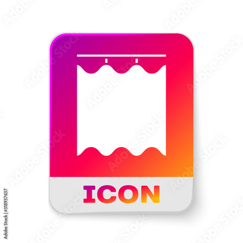 White Curtains icon isolated on white background. Rectangle color button. Vector Illustration