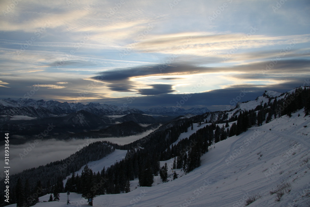 Abendwolken Alpen - Winter