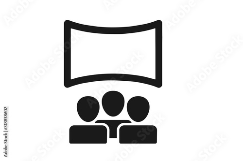 Audience icon, cinema hall icon on white background