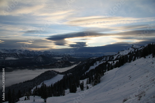 Abendwolken Alpen - Winter