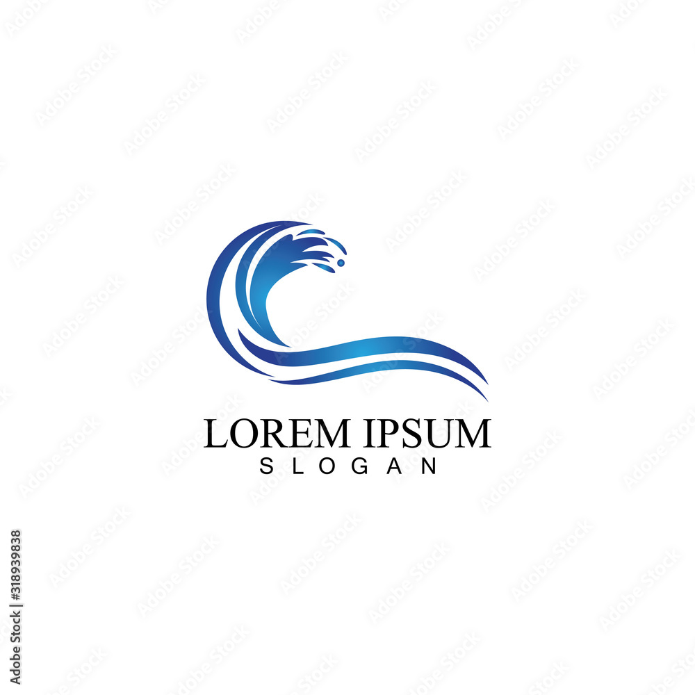 Fototapeta premium Water wave icon vector