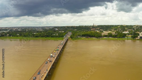 Africa Mali City and River Aerial View 5