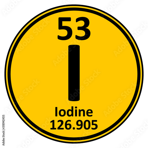 Periodic table element iodine icon.
