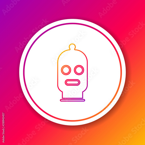 Color line Balaclava icon isolated on color background. A piece of clothing for winter sports or a mask for a criminal or a thief. Circle white button. Vector Illustration
