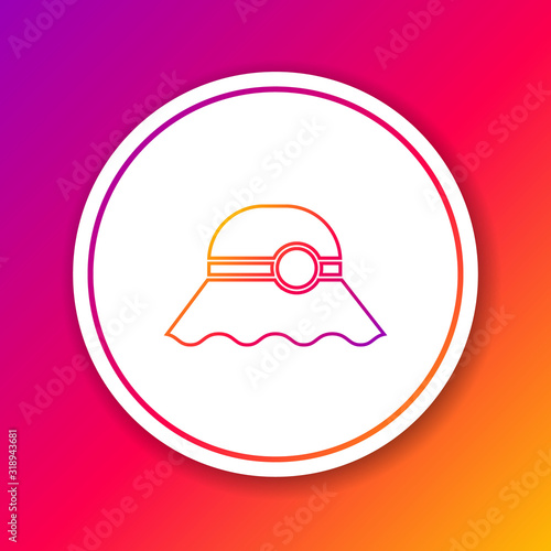 Color line Elegant women hat icon isolated on color background. Circle white button. Vector Illustration