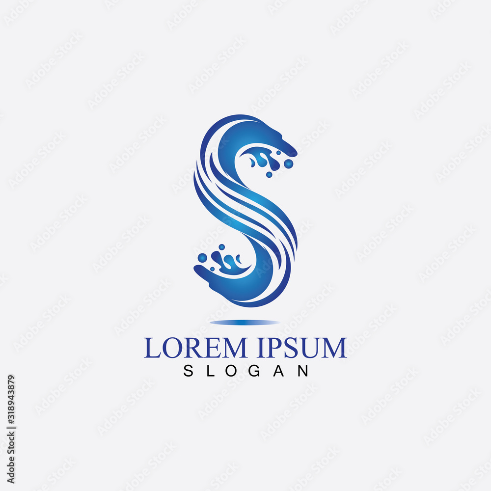 Fototapeta premium S letter water splash logo design template