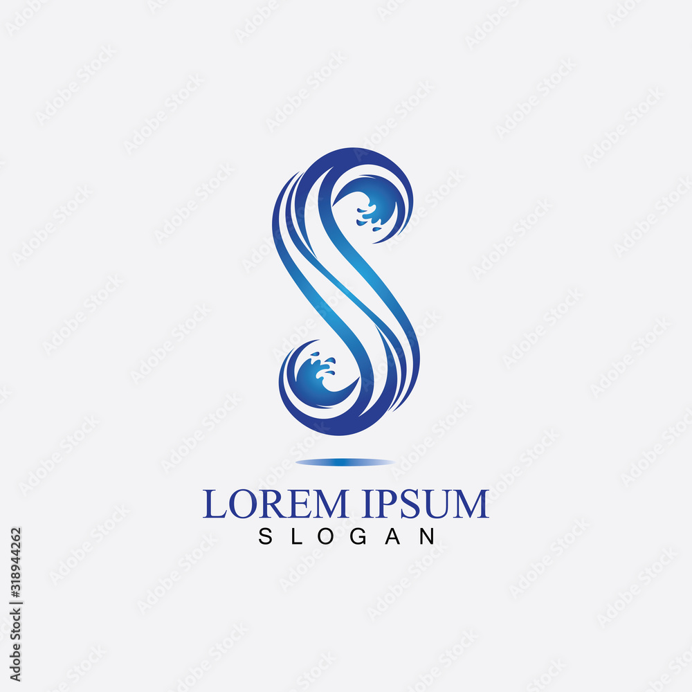 S letter water splash logo design template S letter water splash logo design template