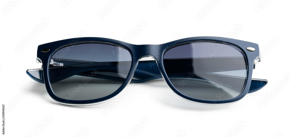 Unisex dark sunglasses isolated on white background Unisex dark sunglasses isolated on white background