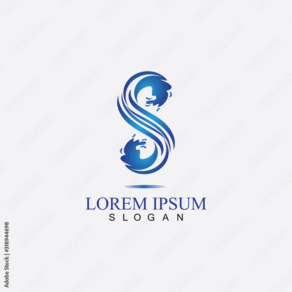S letter water splash logo design template S letter water splash logo design template