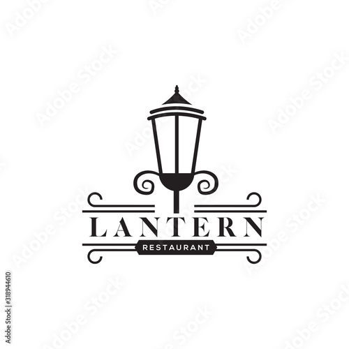 Lantern restaurant logo design vector template