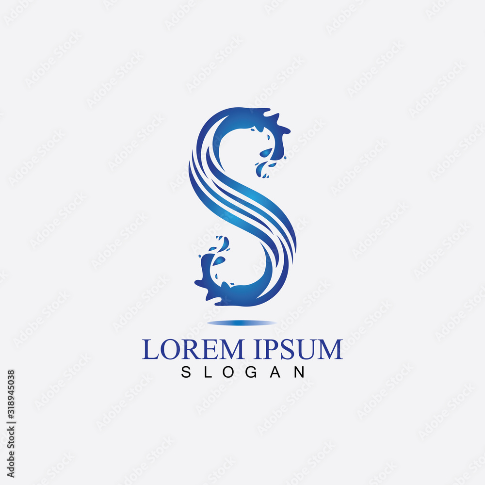 Fototapeta premium S letter water splash logo design template