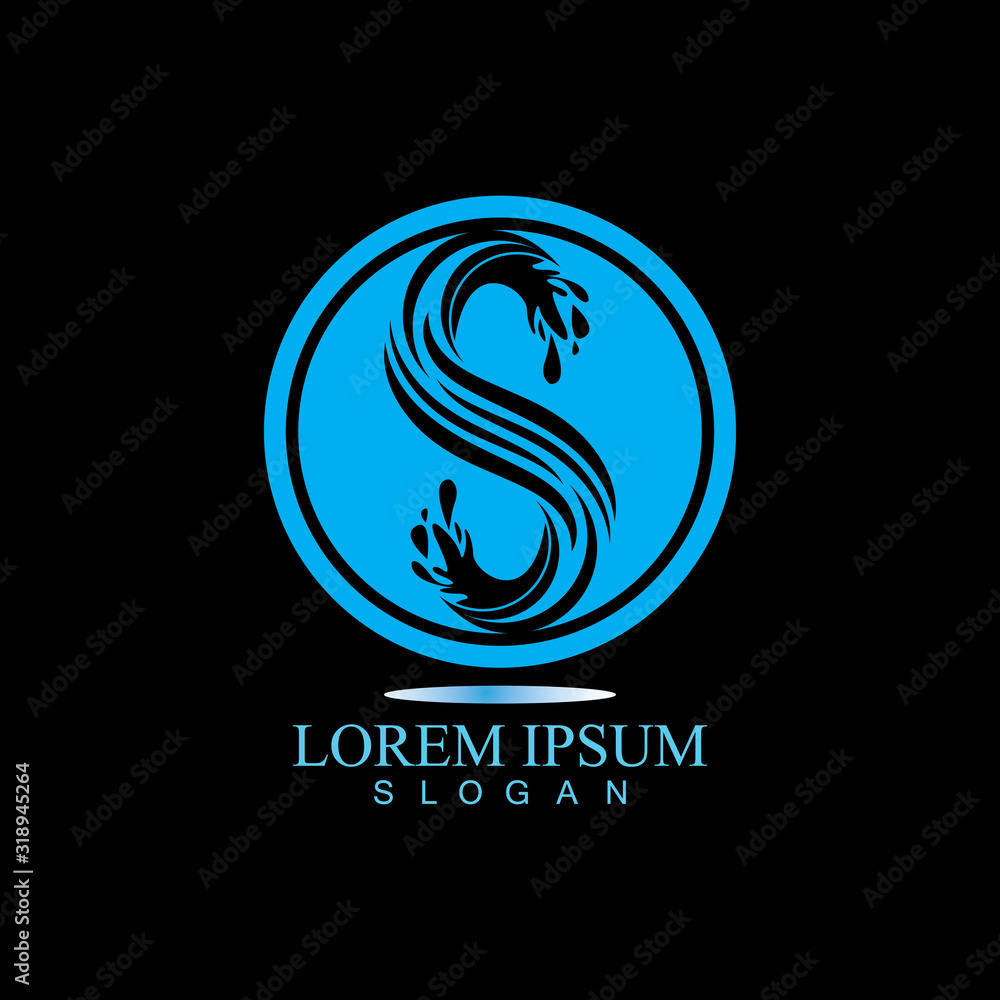 S letter water splash logo design template S letter water splash logo design template