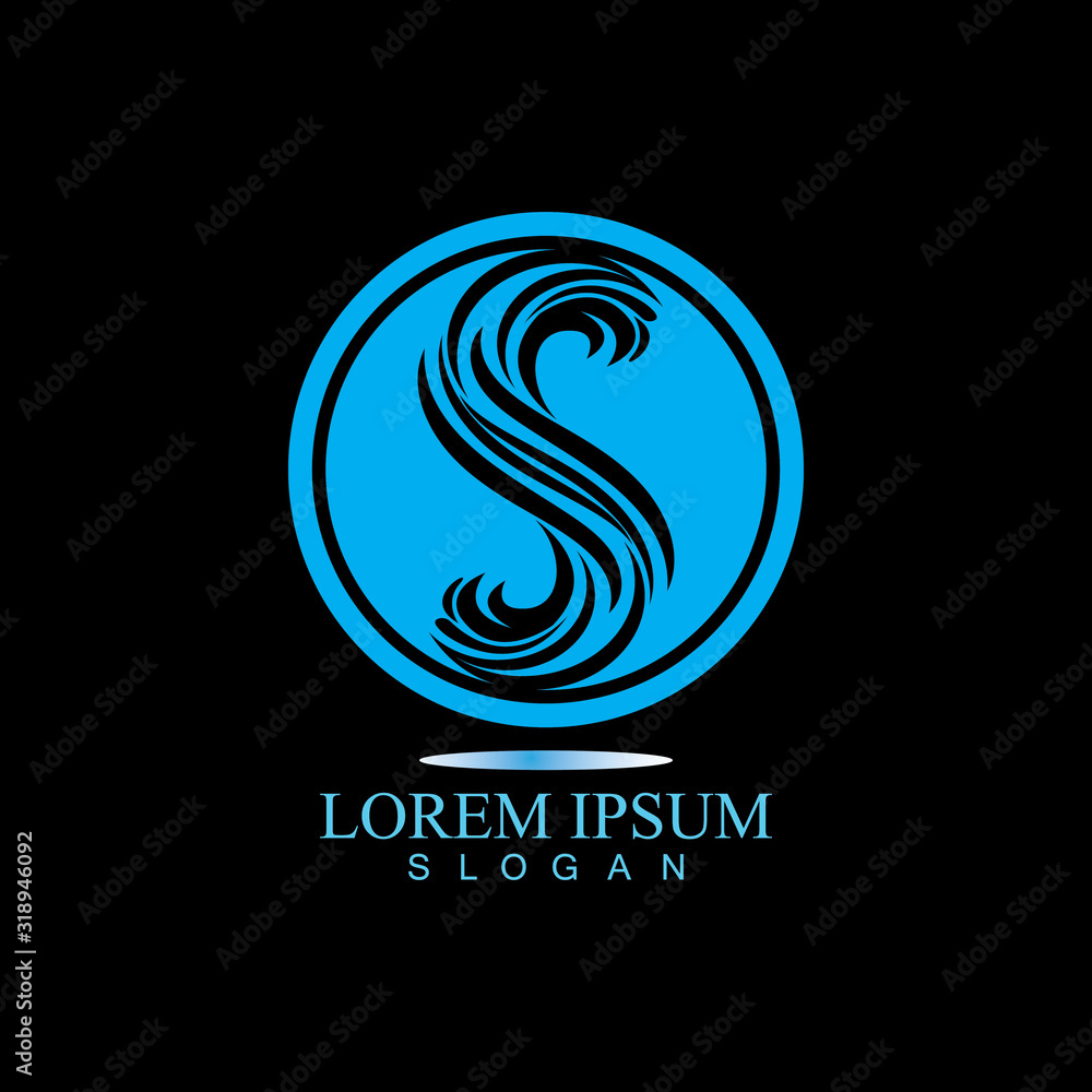 S letter water splash logo design template