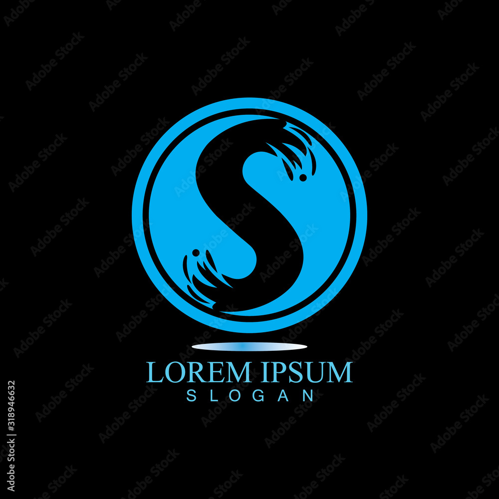 S letter water splash logo design template