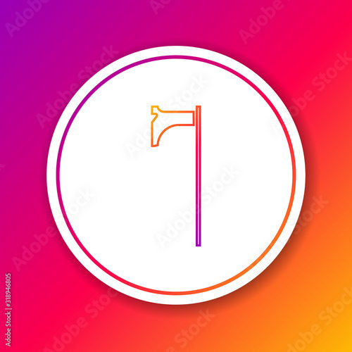Color line Medieval axe icon isolated on color background. Battle axe, executioner axe. Medieval weapon. Circle white button. Vector Illustration