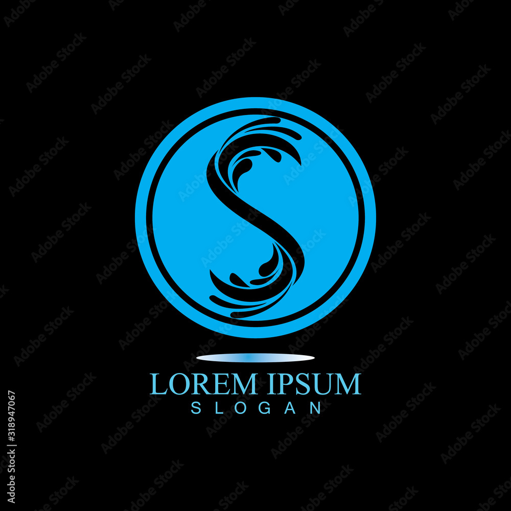 S letter water splash logo design template S letter water splash logo design template