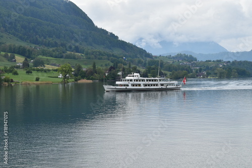 Beautiful lake Lucerne and the chapel bridge