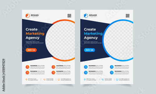 Stampa su tela Business Flyer Template Corporate flyer template colorful gradient geometric cir