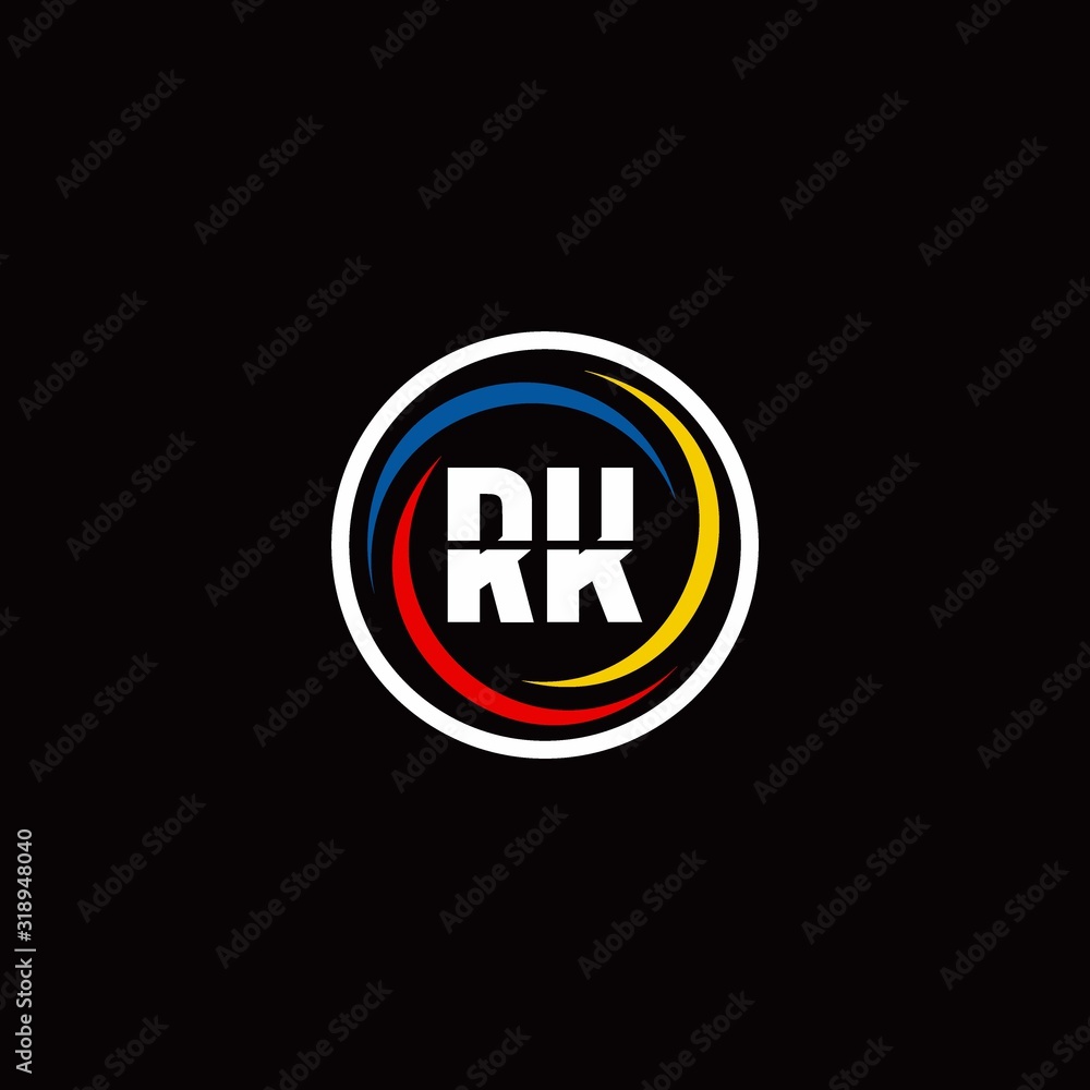 Rk Logo Monogram Isolated On Circle Shape With 3 Slash Colors Rounded 