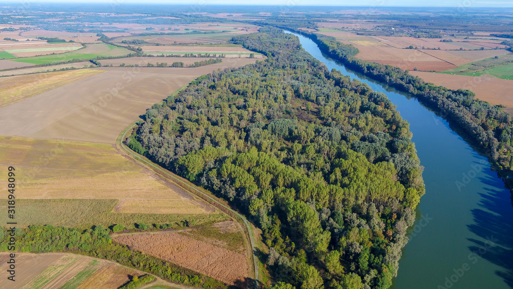Aerial photo of the Drava River