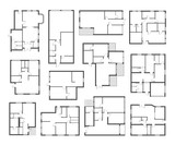 Apartment architectural plans flat vector illustrations set