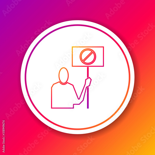 Color line Nature saving protest icon isolated on color background. Earth planet protection, environmental issues demonstration. Circle white button. Vector Illustration