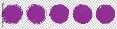 purple round brush painted circle banner on transparent background