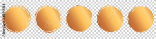 golden round brush painted circle banner on transparent background