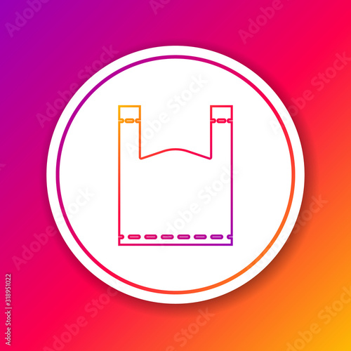 Color line Plastic bag icon isolated on color background. Disposable cellophane and polythene package prohibition sign. Circle white button. Vector Illustration