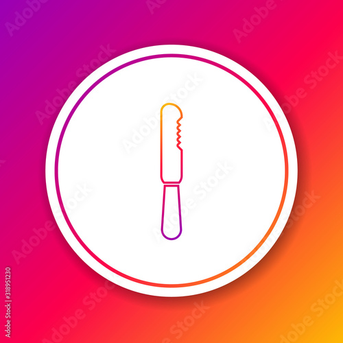 Color line Disposable plastic knife icon isolated on color background. Circle white button. Vector Illustration