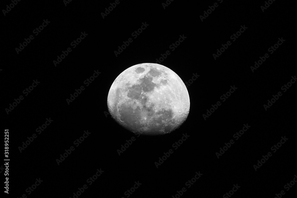 Night photo of the full Moon, telephoto shot Night photo of the full Moon, telephoto shot