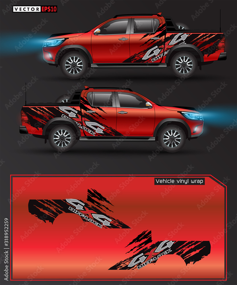 4 wheel drive truck and car graphic vector. abstract lines with black