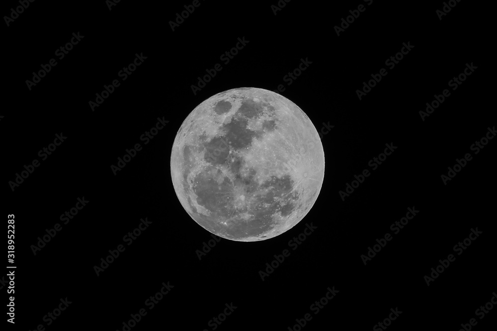 Obraz premium Night photo of the full Moon, telephoto shot