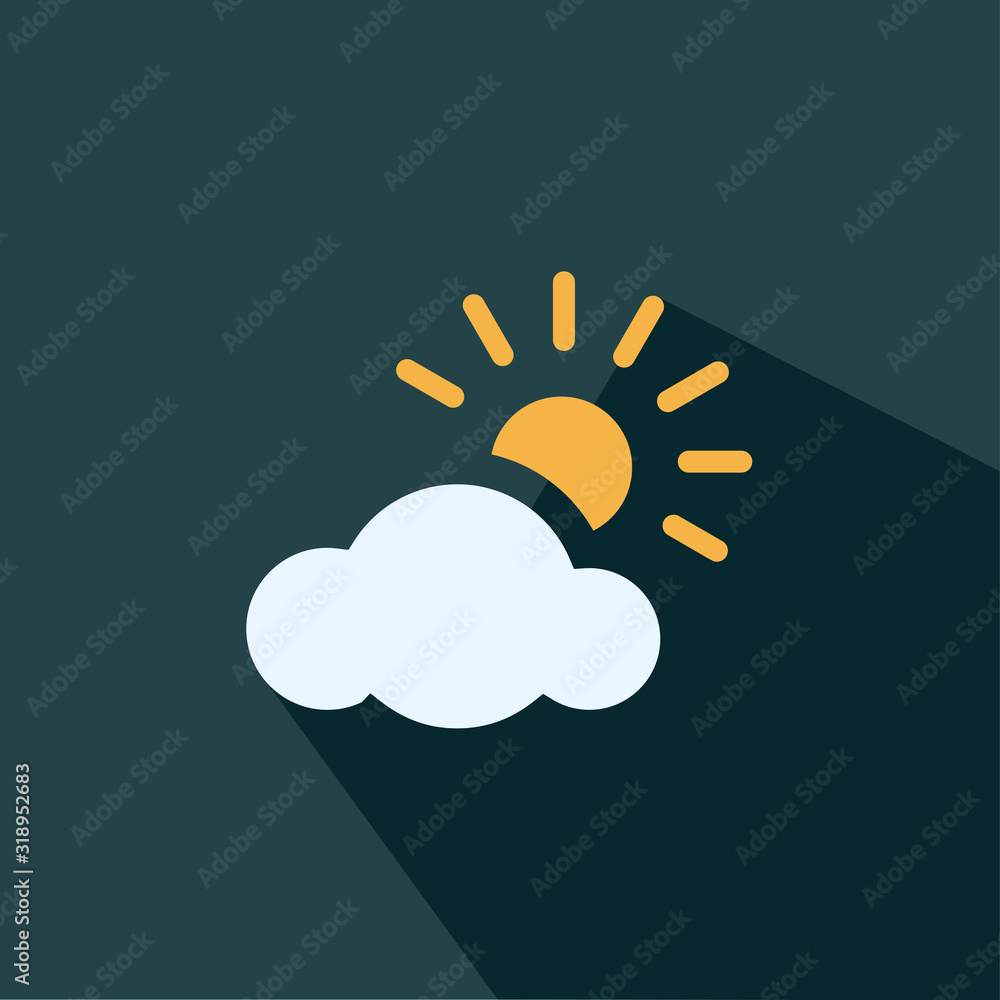 Cloud and sun icon - cloud sunset icon vector Cloud and sun icon - cloud sunset icon vector