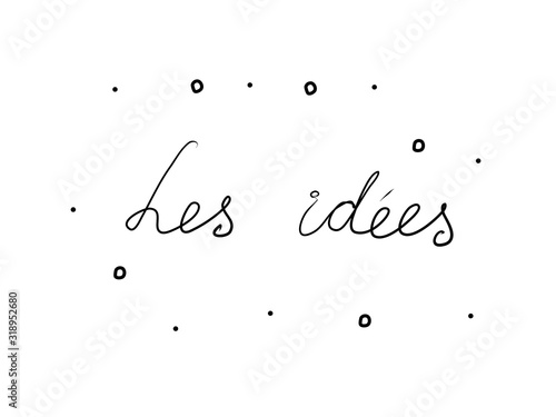 Les 'idées phrase handwritten with a calligraphy brush. Ideas in French. Modern brush calligraphy. Isolated word black