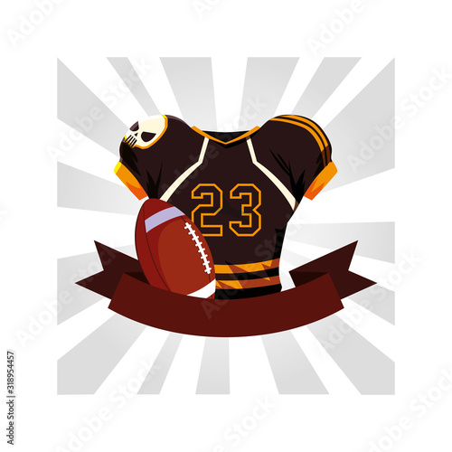 american football shirt with ribbon on white background