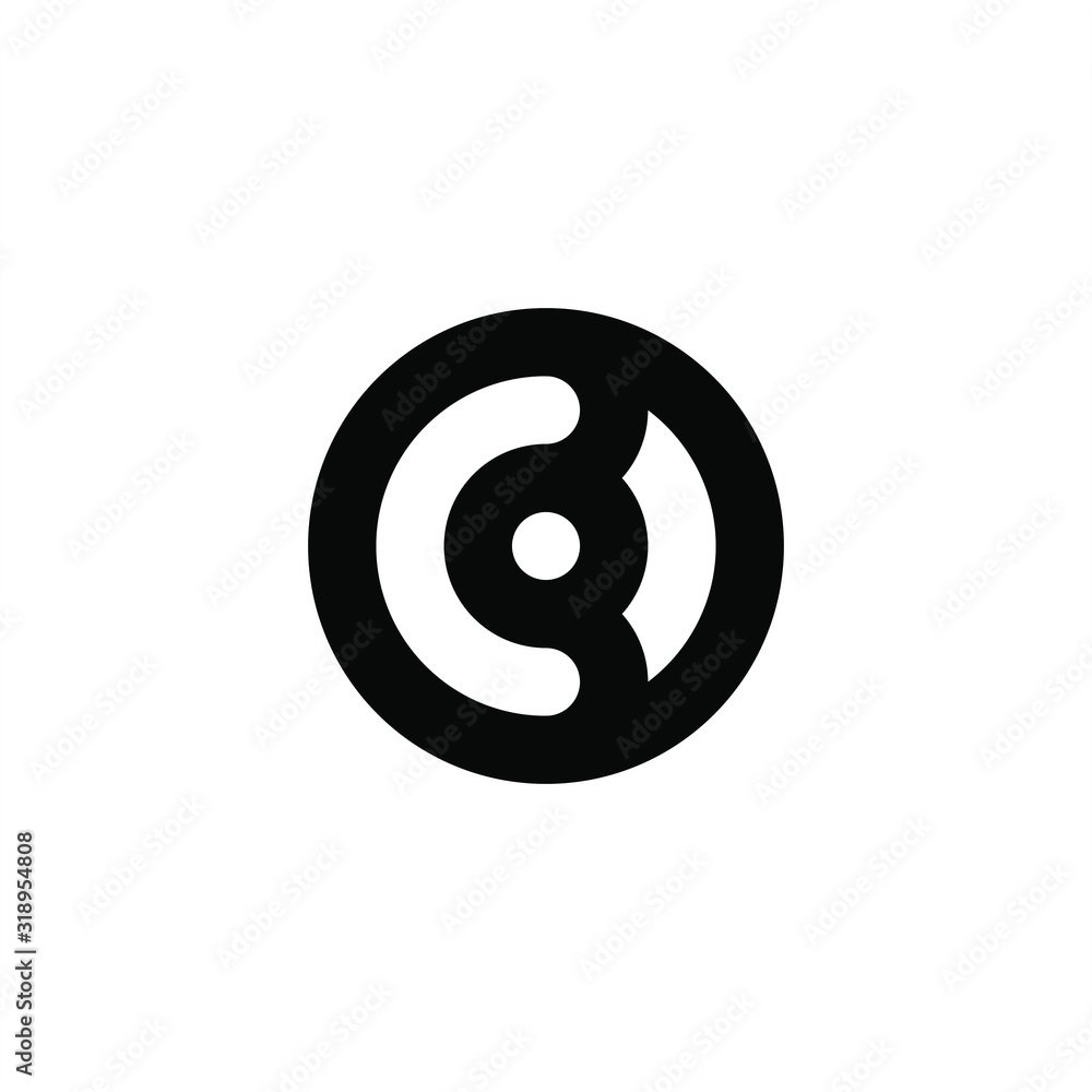 Initial letter C logo template with circle line art symbol in flat design monogram illustration Initial letter C logo template with circle line art symbol in flat design monogram illustration