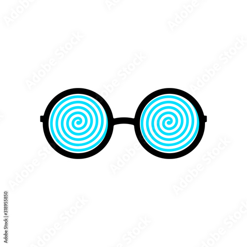 Glamorous eyeglasses with hypnotic spiral patterns instead of glasses.