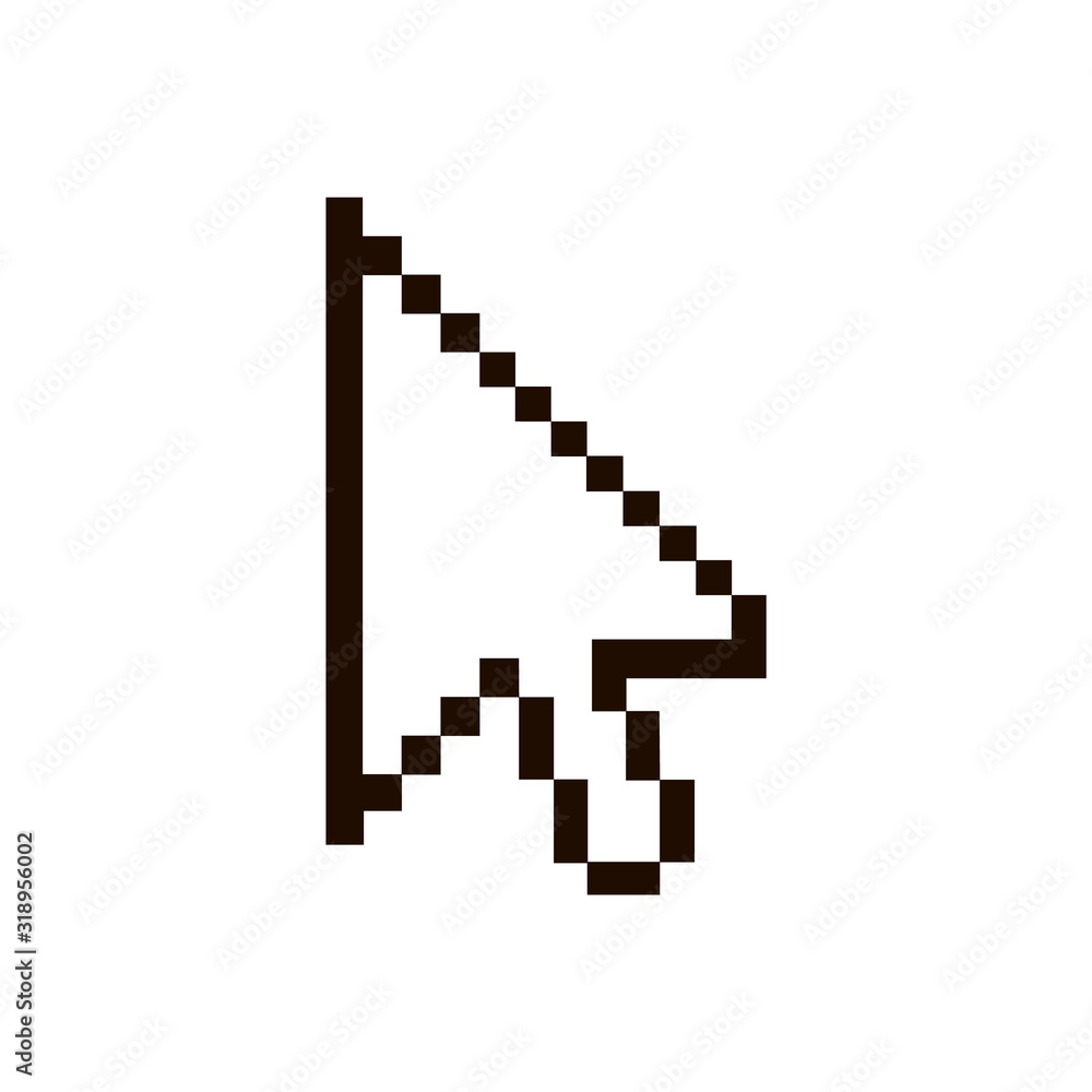Pixel arrow cursor Icon isolated on white background. Pixel arrow cursor Icon isolated on white background.