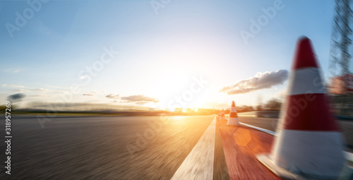 Race Car / motorcycle racetrack on a sunny day.