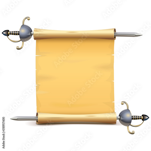 Vector Paper Scroll with Sword