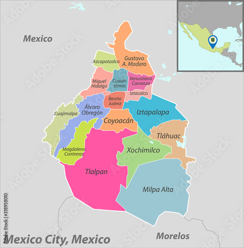 Map of Mexico City, Mexico photo