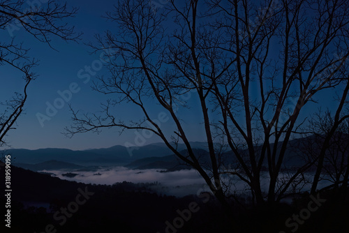 Evening Sky and Fog Mist on the Valley