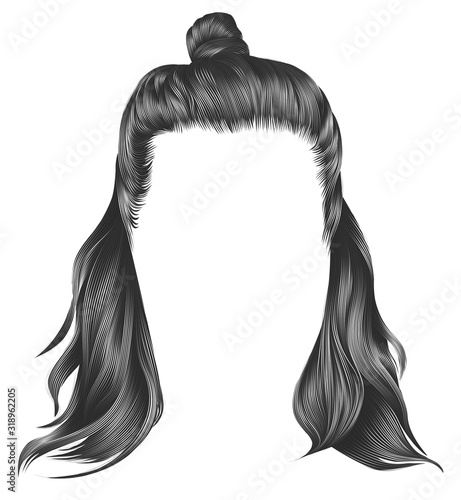 trendy hairs gray colors .  kare with hun. beauty fashion.HALF-BUN