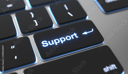 Support text on keyboard button. Online support concept photo