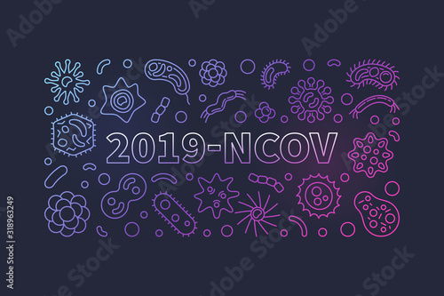 2019-ncov vector concept linear colored banner or illustration on dark background