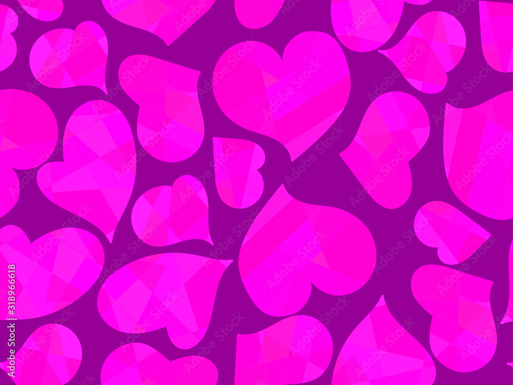 Seamless pattern with hearts for Valentine's day. Purple hearts for greeting card, wrapping paper, promotional materials. Vector illustration Seamless pattern with hearts for Valentine's day. Purple hearts for greeting card, wrapping paper, promotional materials. Vector illustration