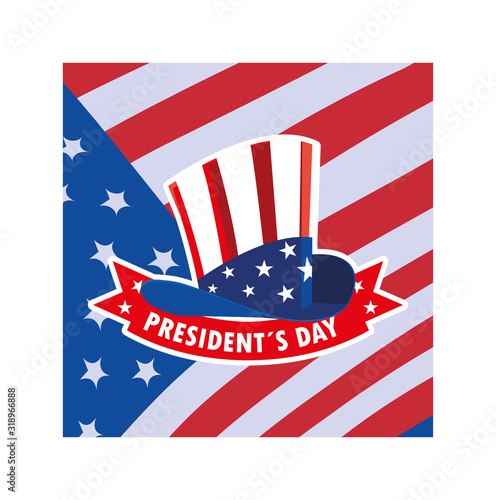 president day greeting card, hat in american flag colors